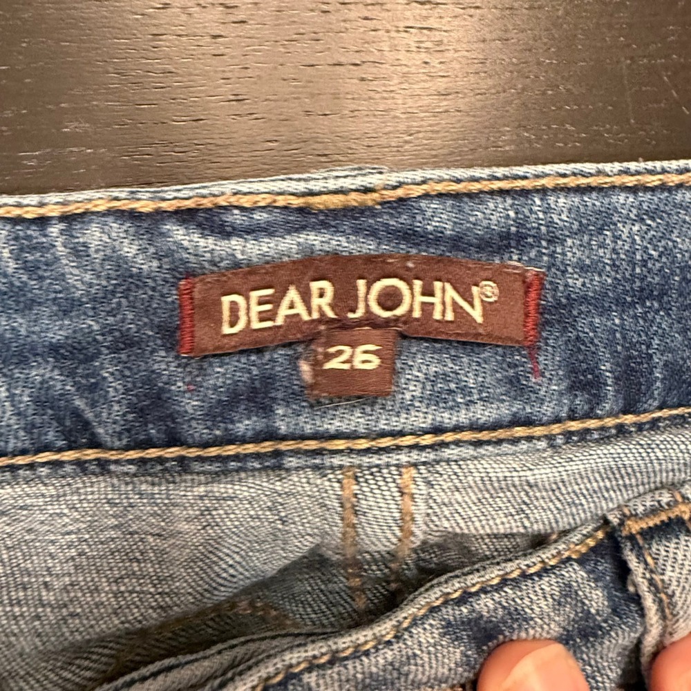 Dear John American Classic Distressed Jeans Size 26 Raw Hem Zipper Ankle - Picture 2 of 9